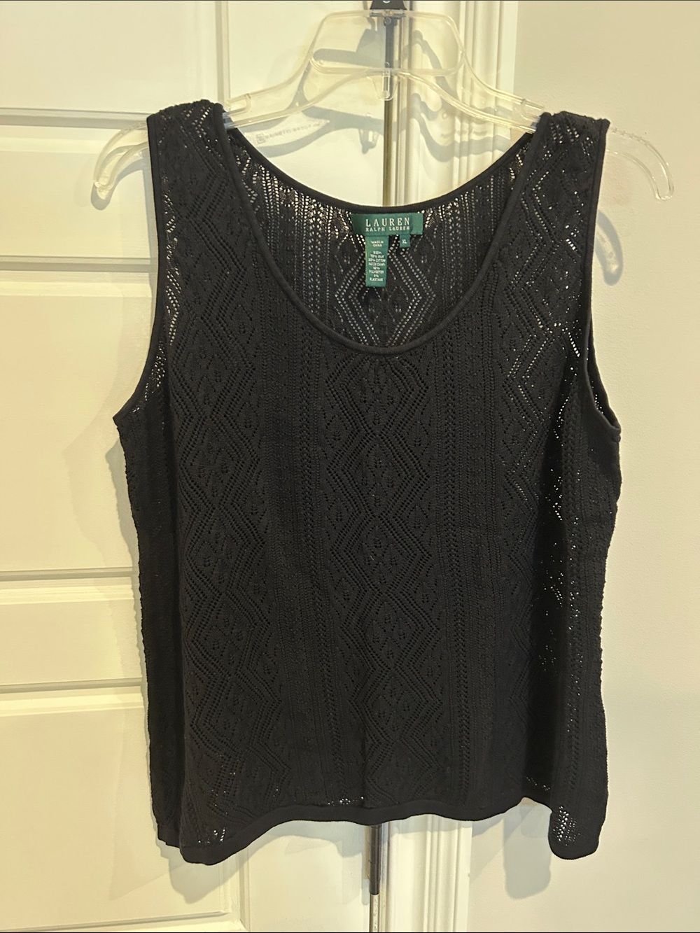 NWOT Lauren Ralph Lauren Black Openwork Crochet Tank